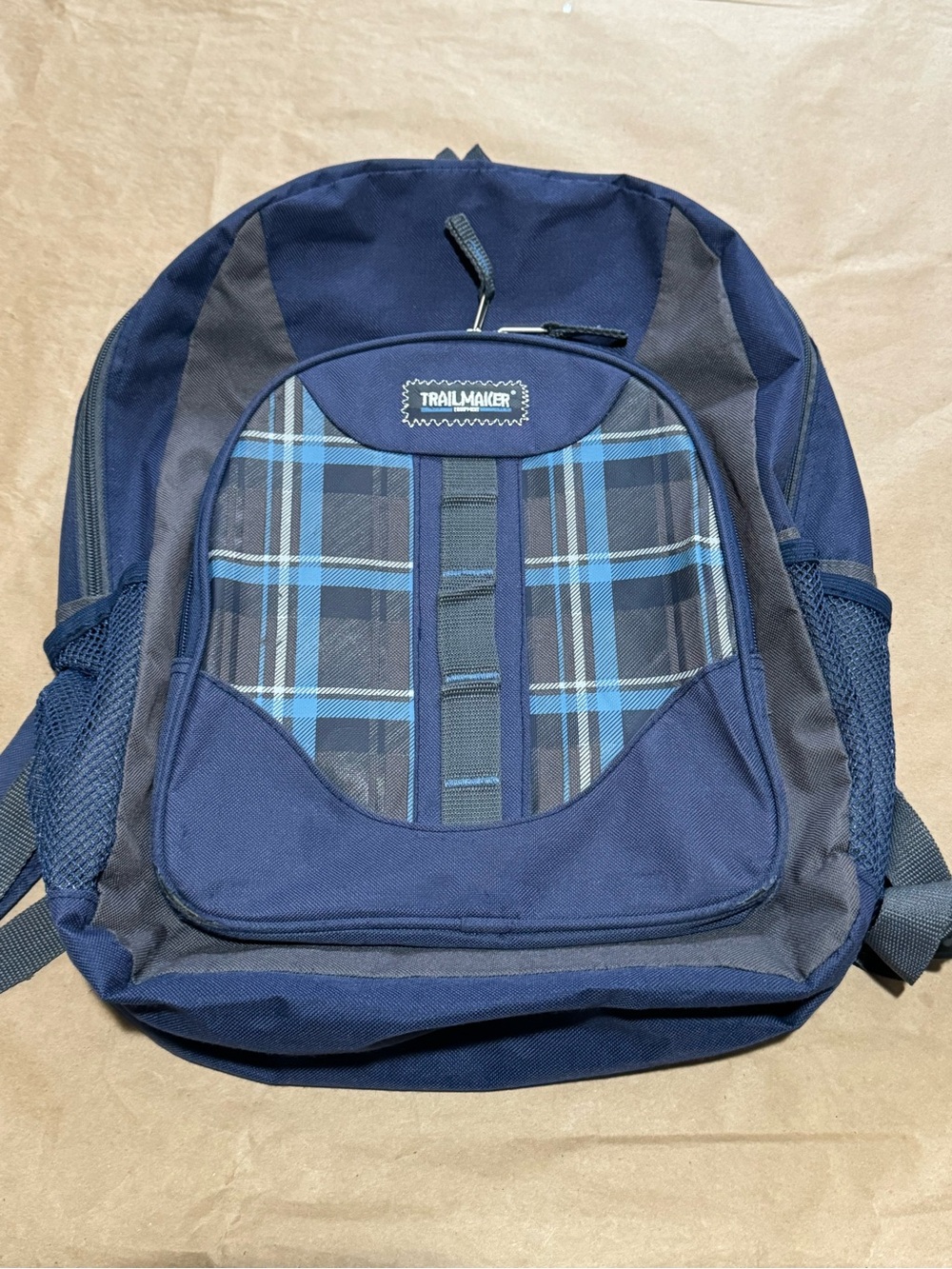 Classic Trailmaker blue backpack unisex Navy Plaid Men's Backpack